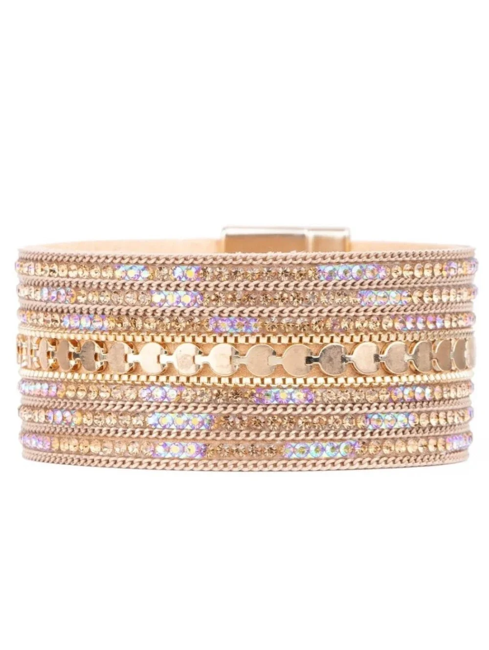 SAACHI Light Shimmering Glistening Gold Crystal Bracelet NWT$60